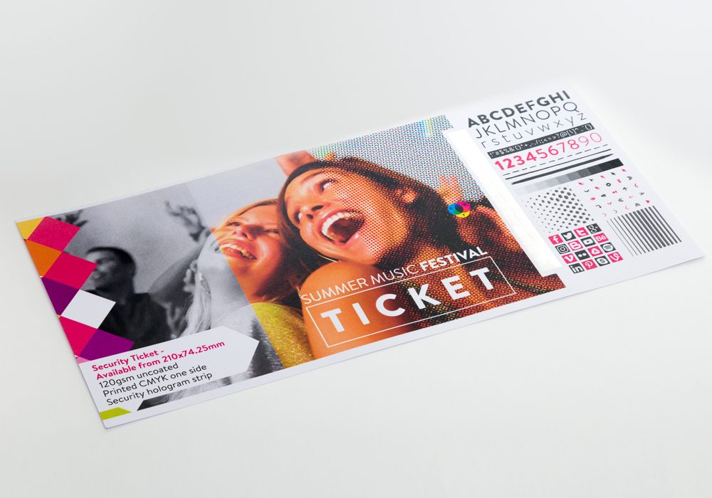 Security Ticket - Available from 210x74.25mm