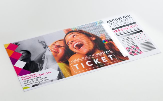 Security Ticket - Available from 210x74.25mm