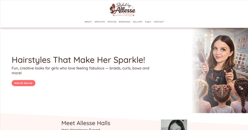 hair stylist website design