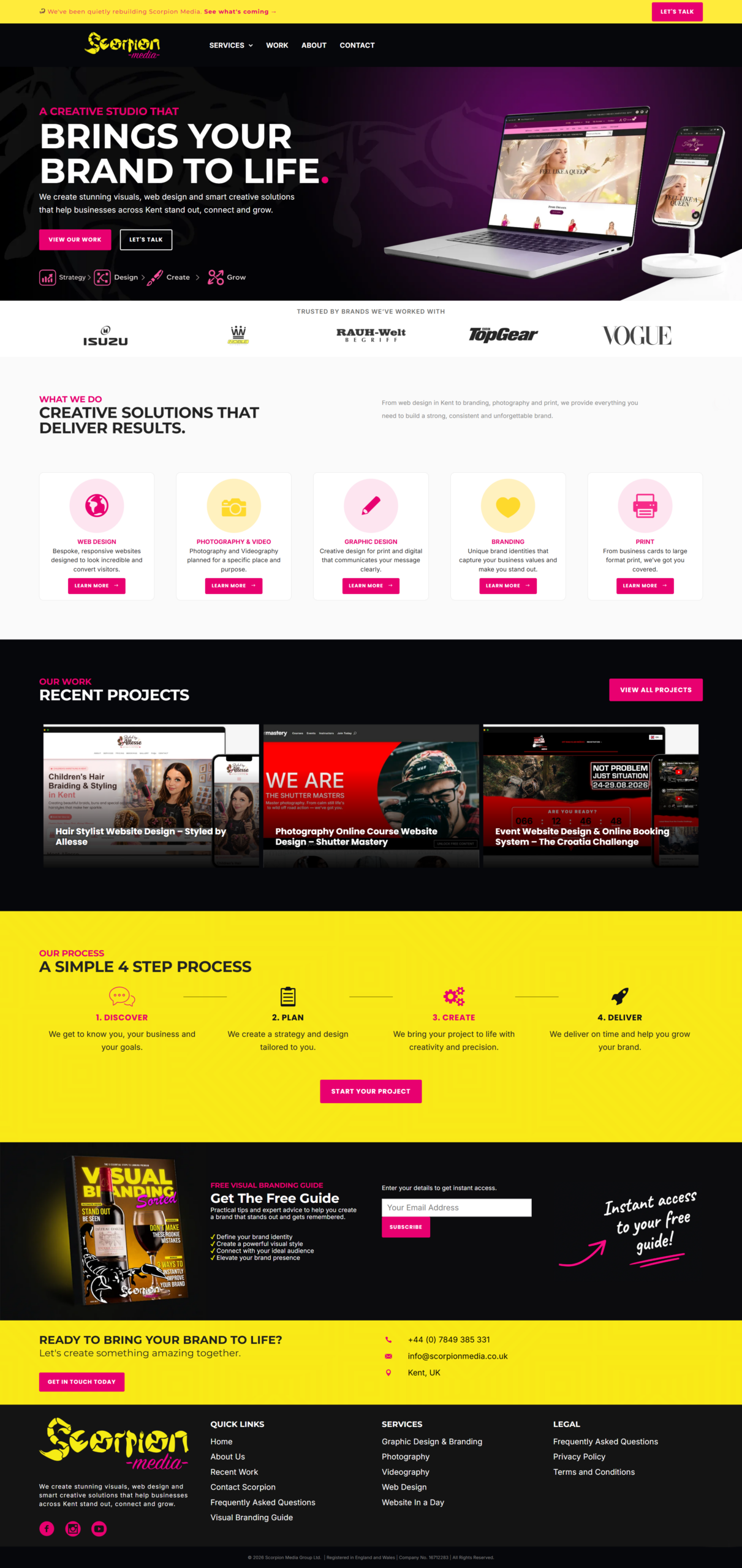 Scorpion Media Homepage Before Relaunch Scorpion Media Homepage Before Relaunch